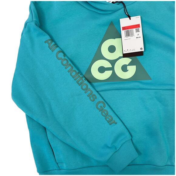 NWT Nike ACG Icon Fleece Older Kids' Pullover Hoodie Sweatshirt Teal | Unisex L - Picture 4 of 8